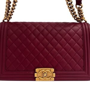 Chanel Medium Boy Flap Bag in Dark Red Quilted Lambskin